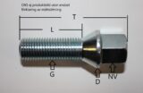 2 x Låsbult M14x1.5 K60° Svart L26